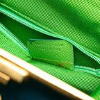Dior Gusset Shoulder Bag 2-Way Blue Green Satin Canvas — view 9