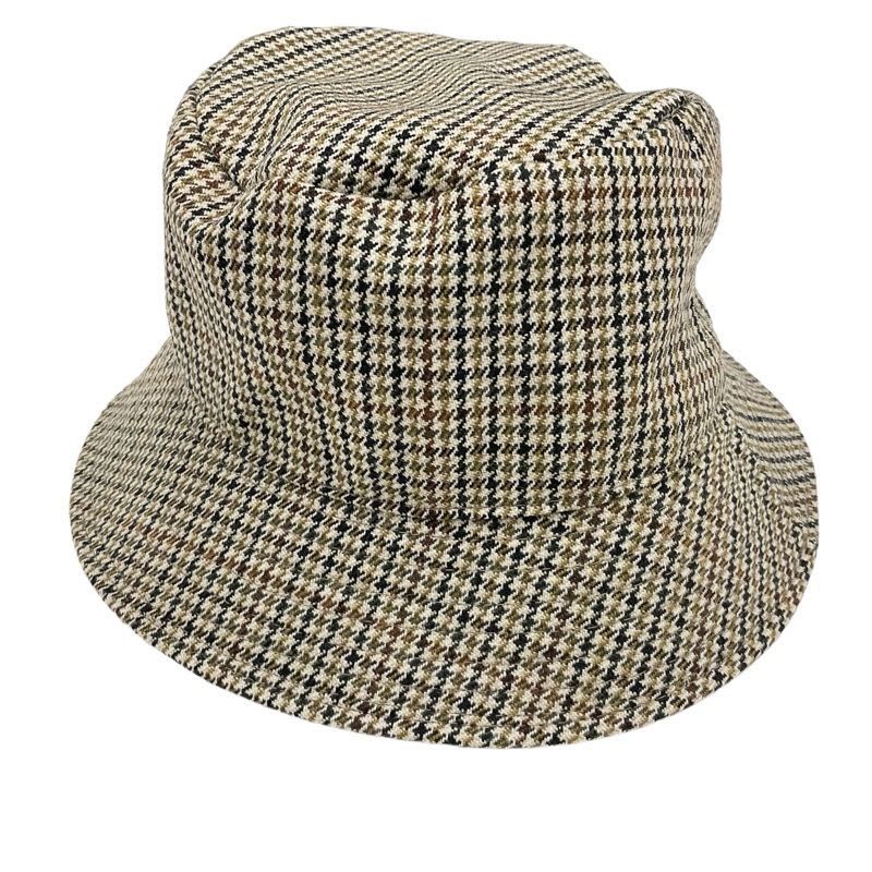 Celine Hat Wool Brown Logo Houndstooth Bucket — view 3