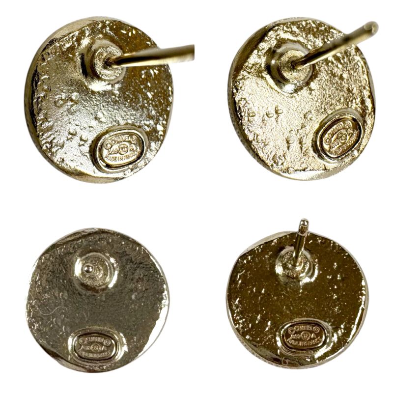 Chanel Coco Mark Rhinestone Earrings Gold Hardware Round Shape Circle — view 8