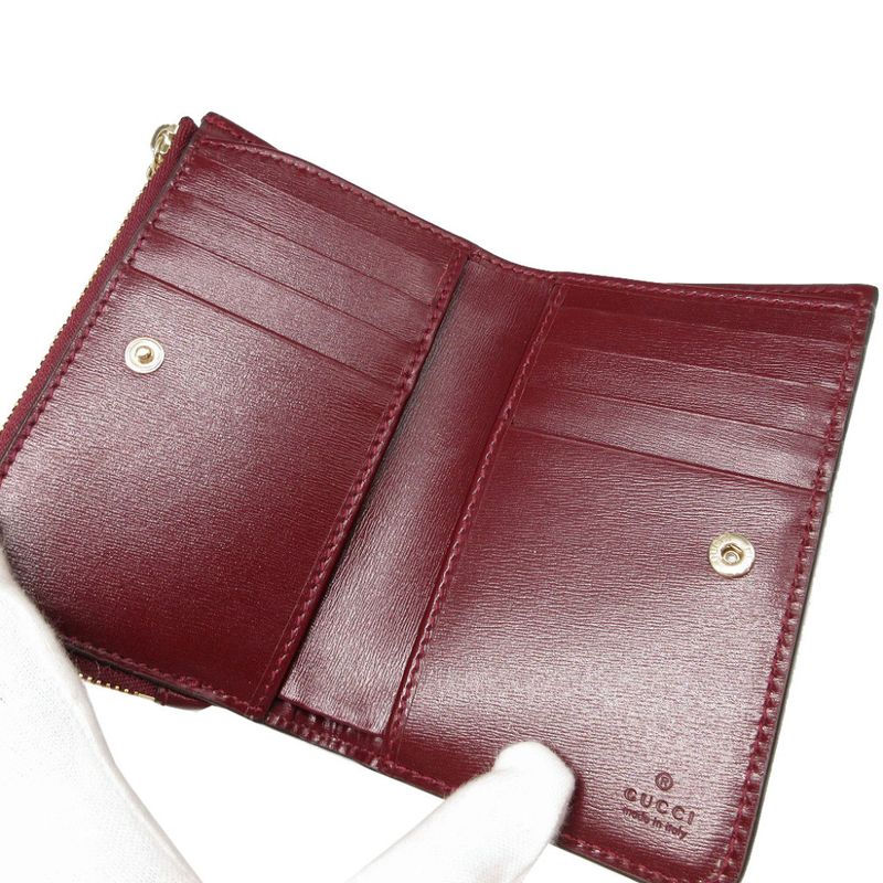 Gucci Compact Wallet GG Canvas Leather Bordeaux L Zipper 1893 — view 4
