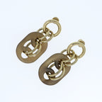 Hermes Yulidice PM Earrings Buffalo Horn Pair Brown Gold Hardware — view 4