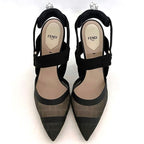 Fendi Mesh Suring Back Shoes High Heel Black — view 3