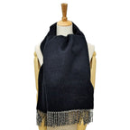 Hermes Muffler Shawl Double Face Black Beige Cine Cashmere 100% Scarf — view 9