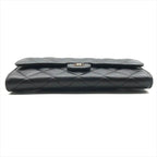Chanel Items CC Logo Quilted Lambskin Long Flap Wallet Black — view 3