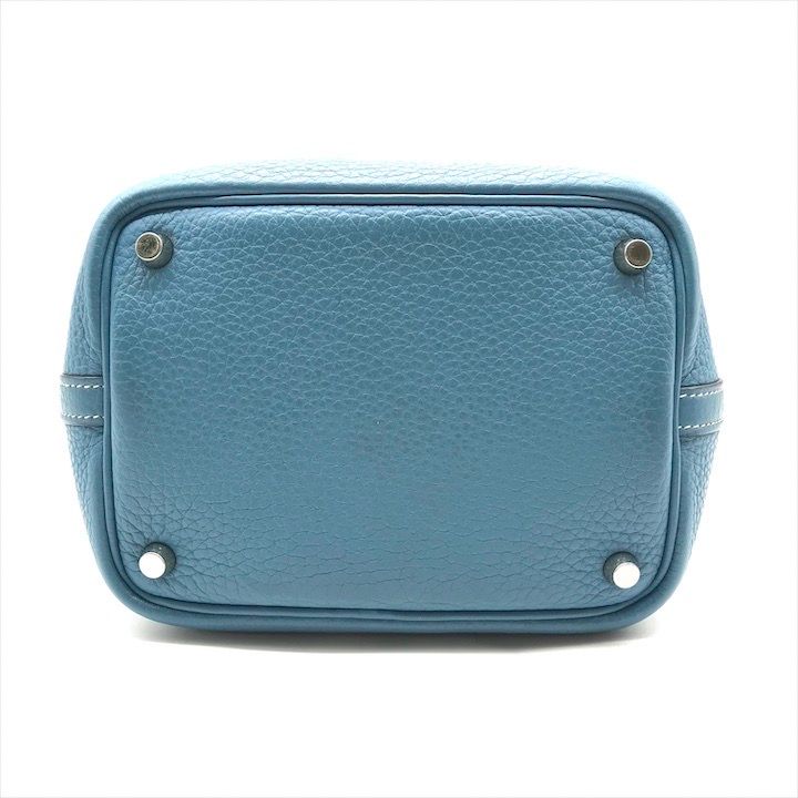 Hermes Picotin Blue Jean Hand Bag Leatheed Bag Jeans — view 3