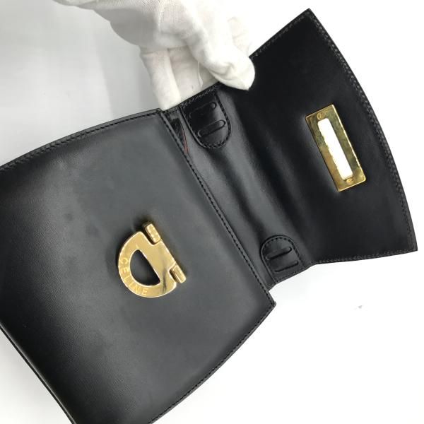 Celine Leather Circle Logo 2-Way Mini Hand Bag Black — view 7
