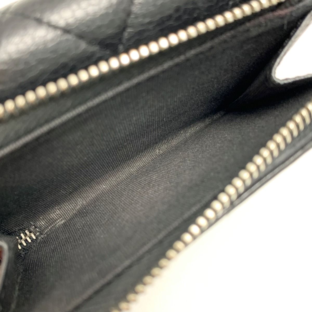 Chanel Quilted Caviar Leather Black Silver Hardware Trifold Wallet — view 4