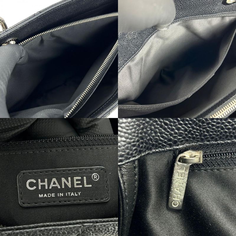 Chanel Tote Bag Grand Shopping GST Caviar Leather Black Silver Hardware Chain 16 th — view 7