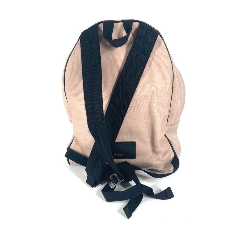 Saint Laurent Paris Backpack Logo Canvas Leather Pink Beige — view 2