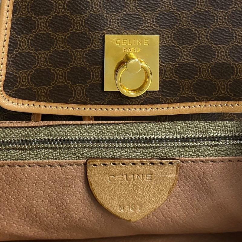 Celine Macadam Blason Triomphe Pattern Logo Ring Hardware Leather Backpack