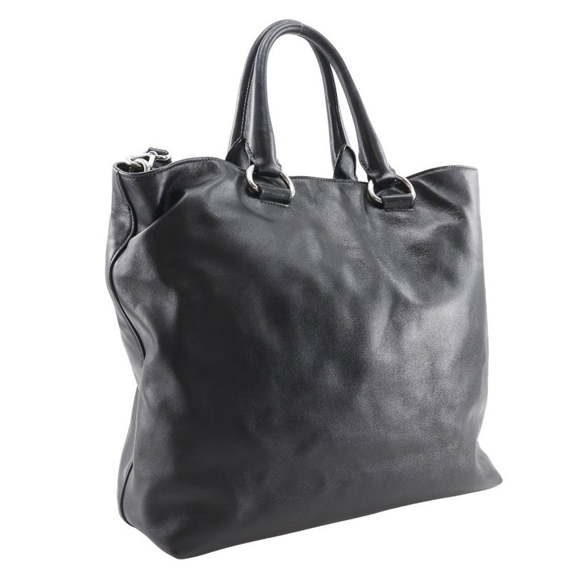 Prada Logo Ws7654 Leather Black Tote Bag — view 3