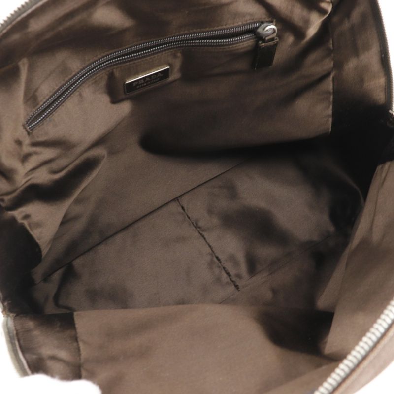 Prada Mini Boston Canvas Brown Tote Bag — view 5