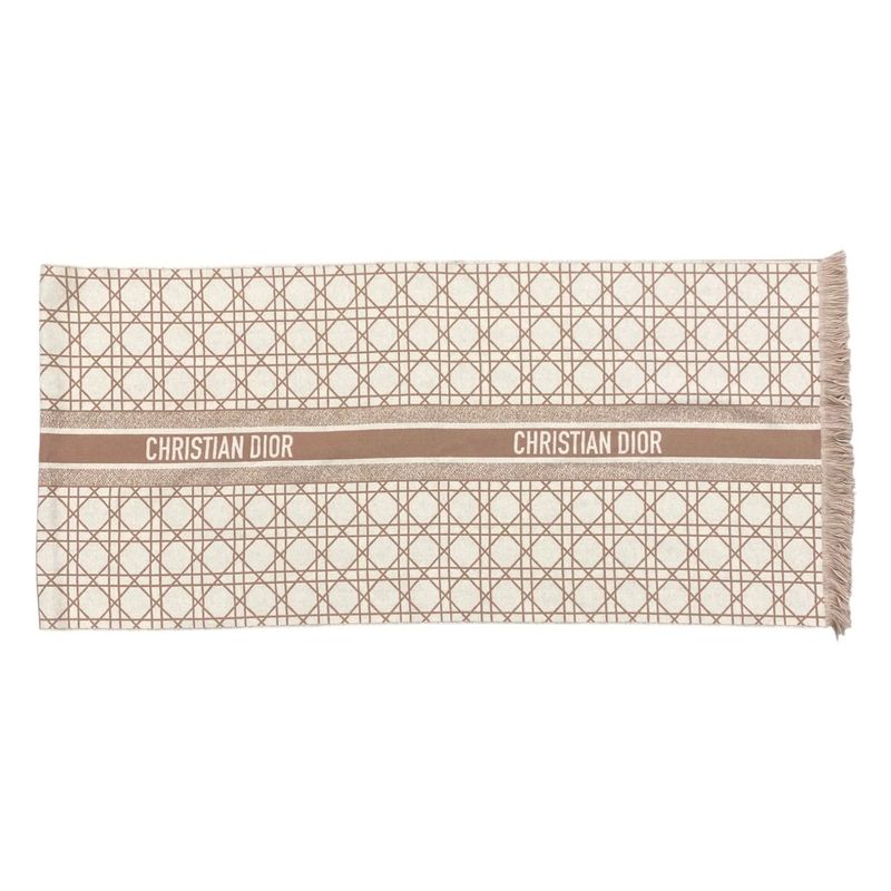 Christian Dior Scarf Cannage 31 Can205 I005 Logo Cashmere Wool Pink White — view 2