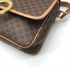 Celine Macadam Circle Logo Leather Gold Vintage Shoulder Bag Brown — view 6