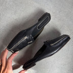 Chanel Coco Mark Leather Stitching Slip-on Sandals Black 34 1 2 — view 4