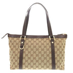 Gucci 02026 GG Canvas Leather Beige Brown Handbag 0416 — view 3