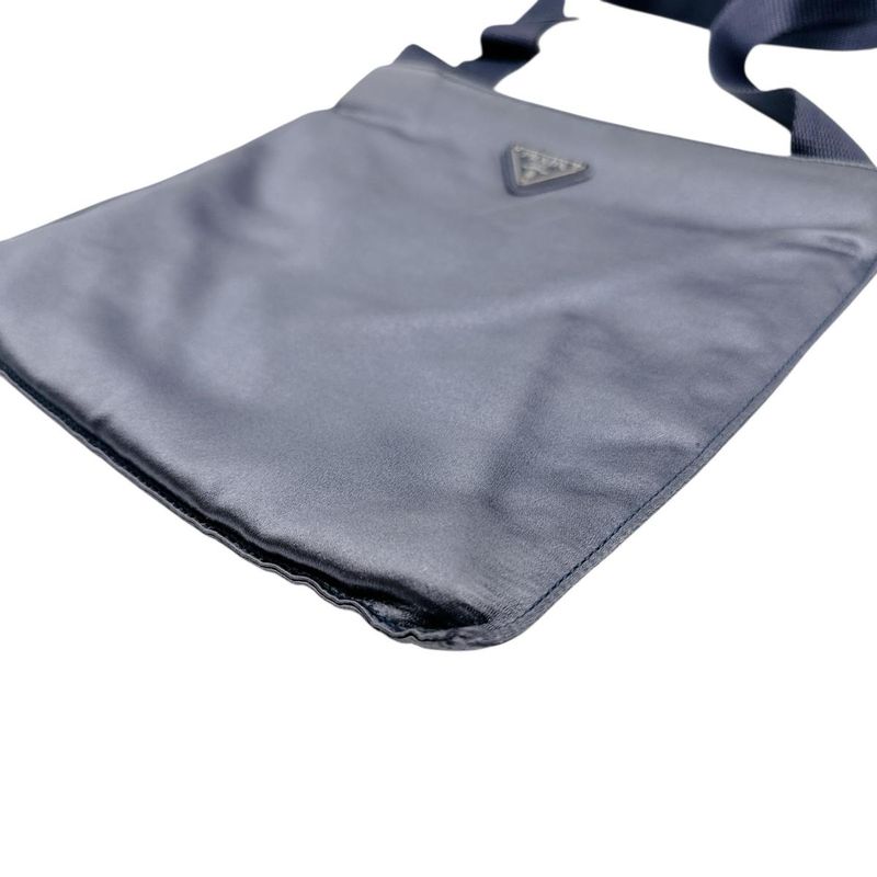 Prada Triangle Logo Pochette Silk Satin Shoulder Bag Light Gray — view 4