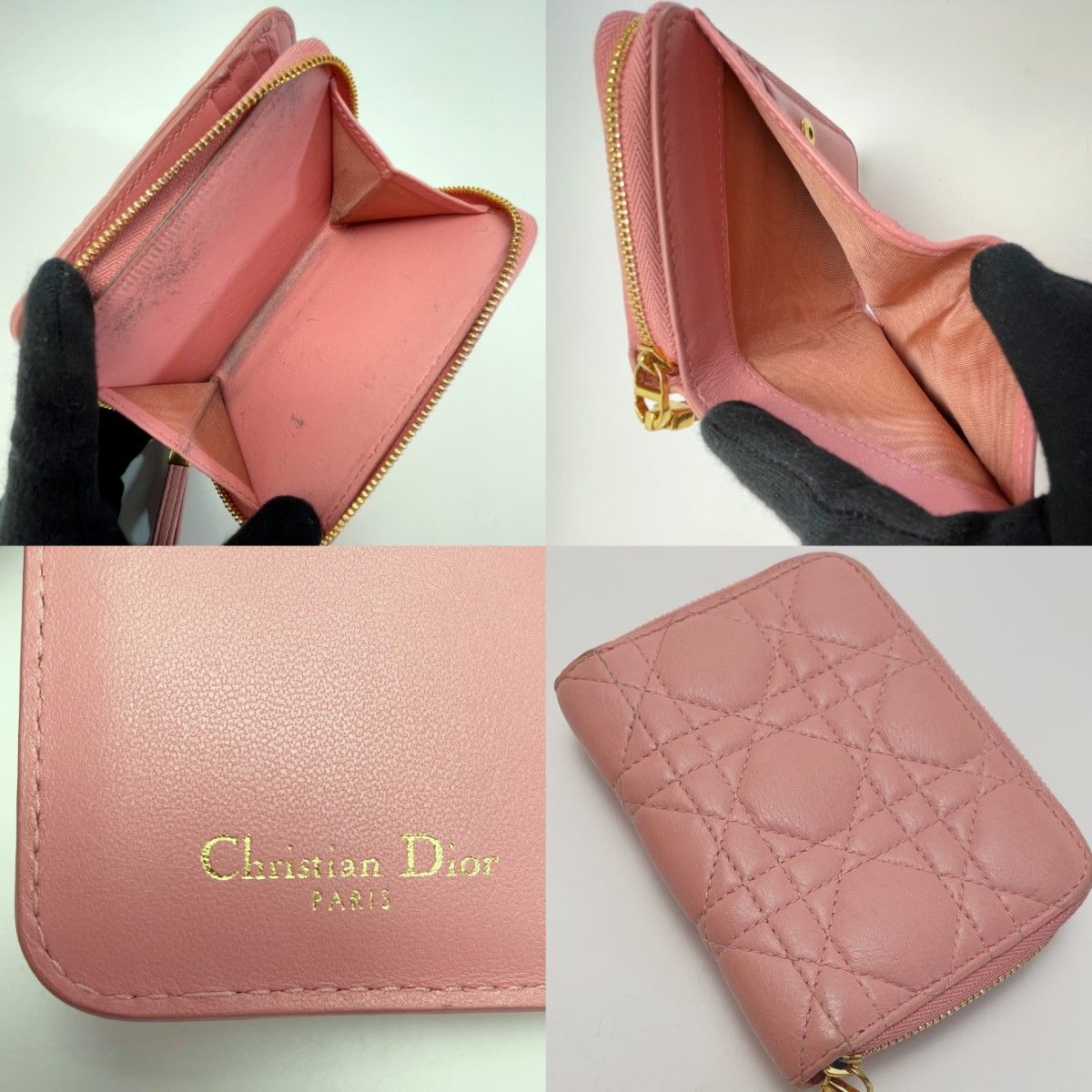 Christian Dior Cannage S5032 Pink Bifold Wallet — view 3