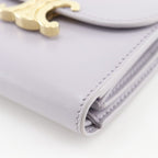 Celine Triomphe Small Flap Wallet Compact Leather Purple Trifold — view 5