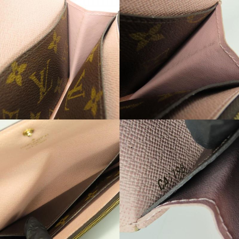 Louis Vuitton Long Wallet Portefeuille Emilie Monogram Brown Rose — view 7