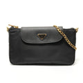 Prada Shoulder Bag Triangle Logo Nylon Saffiano Leather