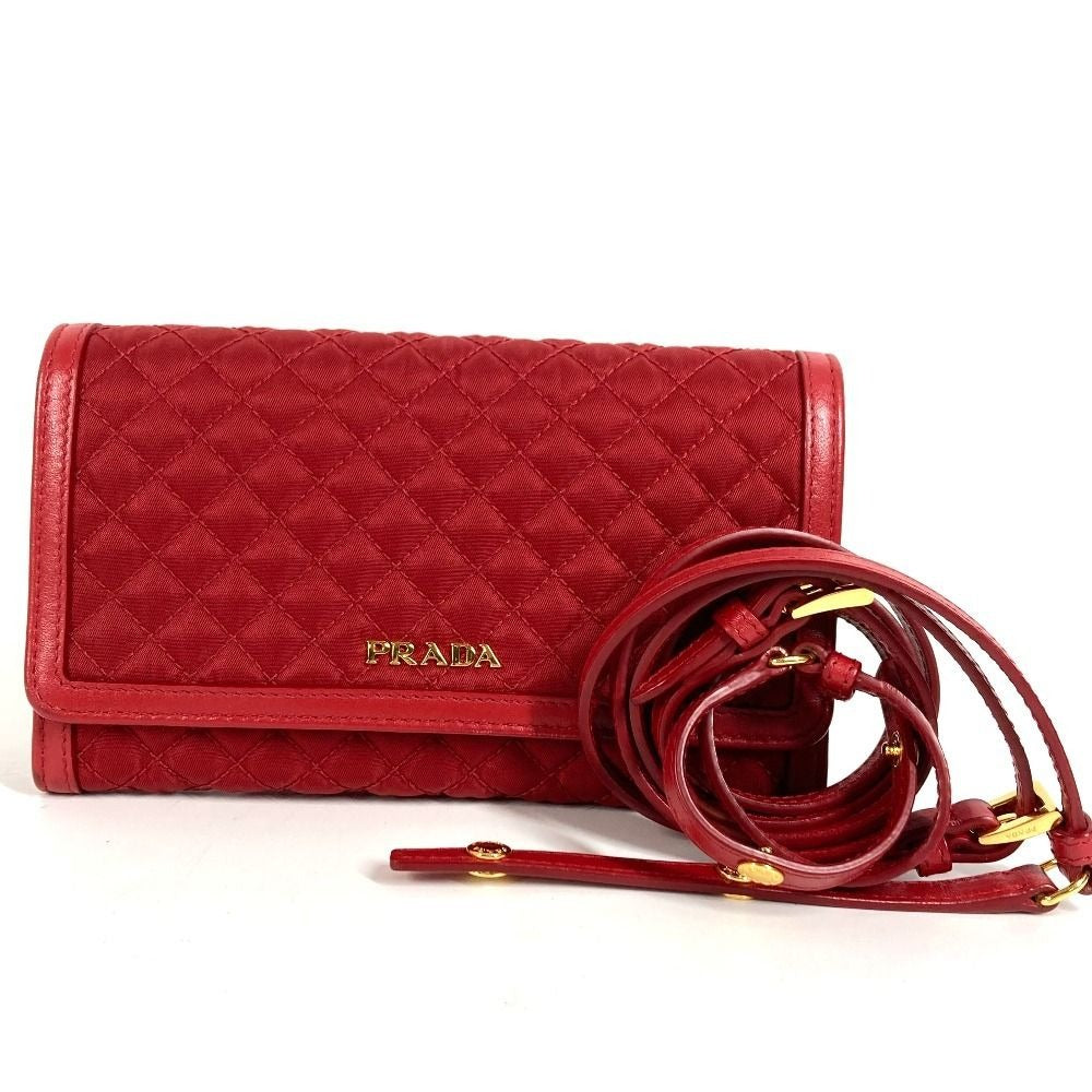 Prada Wallet Logo Quilted Nylon Red