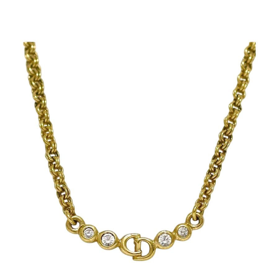 Dior Necklace Gold Rhinestone Vintage