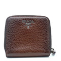 Prada Bifold Wallet 1 M0522 Leather Cacao Brown Silver Hardware Compact Round