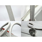 Hermes Lindy 34 Verso Shoulder Bag Handbag Taurillon Clemence Pearl — view 3