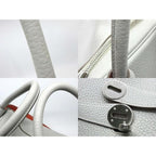 Hermes Lindy 34 Verso Shoulder Bag Handbag Taurillon Clemence Pearl — view 9