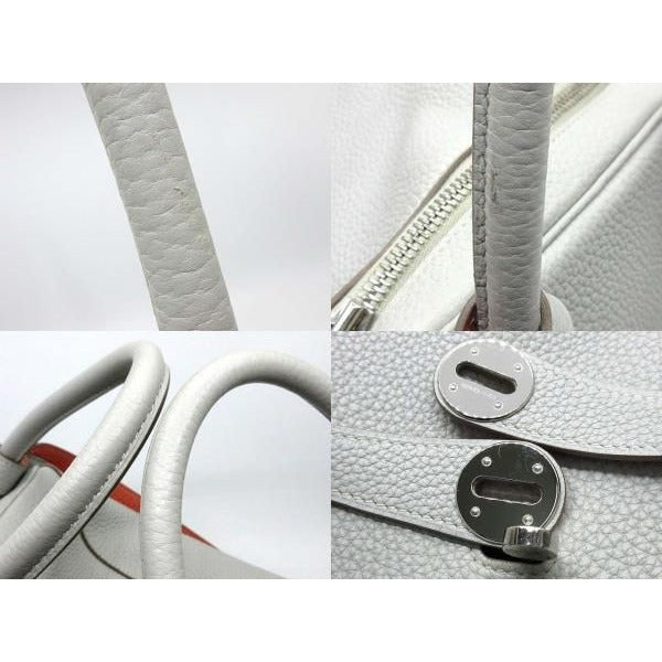 Hermes Lindy 34 Verso Shoulder Bag Handbag Taurillon Clemence Pearl — view 9