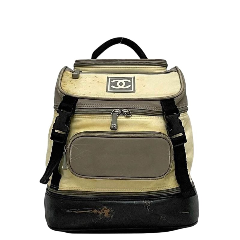 Chanel Backpack Gray White Black Sport with a Reason