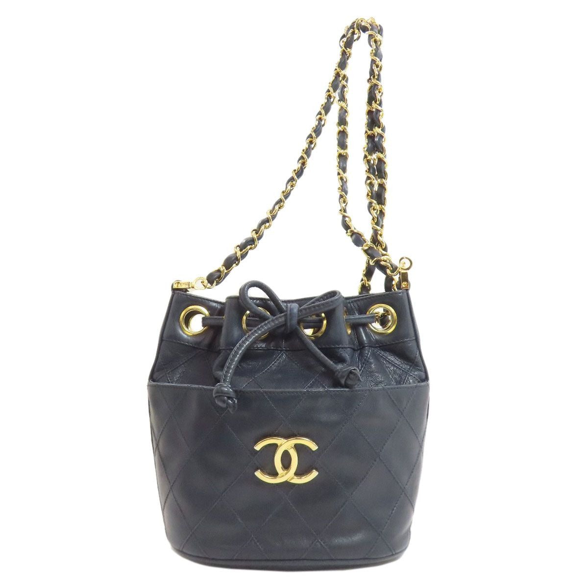 Chanel Bicolor Gold Shoulder Bag Lambskin