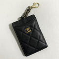 Chanel Quilted Card Case Caviar Leather Black CC Logo