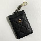 Chanel Quilted Card Case Caviar Leather Black CC Logo