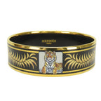 Hermes Bangle Enamel GM Metal Black Gold Cloisonne Tiger Bracelet