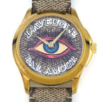 Gucci Watch Timeless 126.4 Eye Motif Beige Brown GG Supreme Dial SS