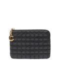 Celine CC Charm Quilted Coin Case Card Black Leather