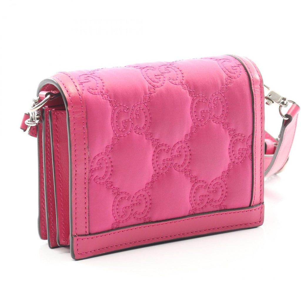 Gucci Shoulder Bag GG Matelasse Mini Fuchsia Pink Nylon Leather — view 2