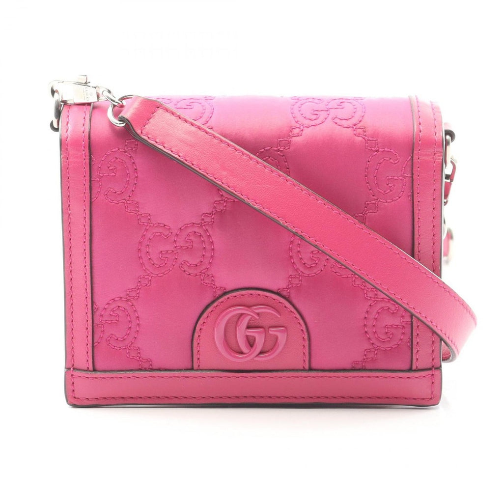 Gucci Shoulder Bag GG Matelasse Mini Fuchsia Pink Nylon Leather