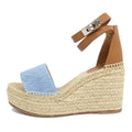 Hermes Espadrilles Tivoli Wedge Sole Sandals Blue Brown 37