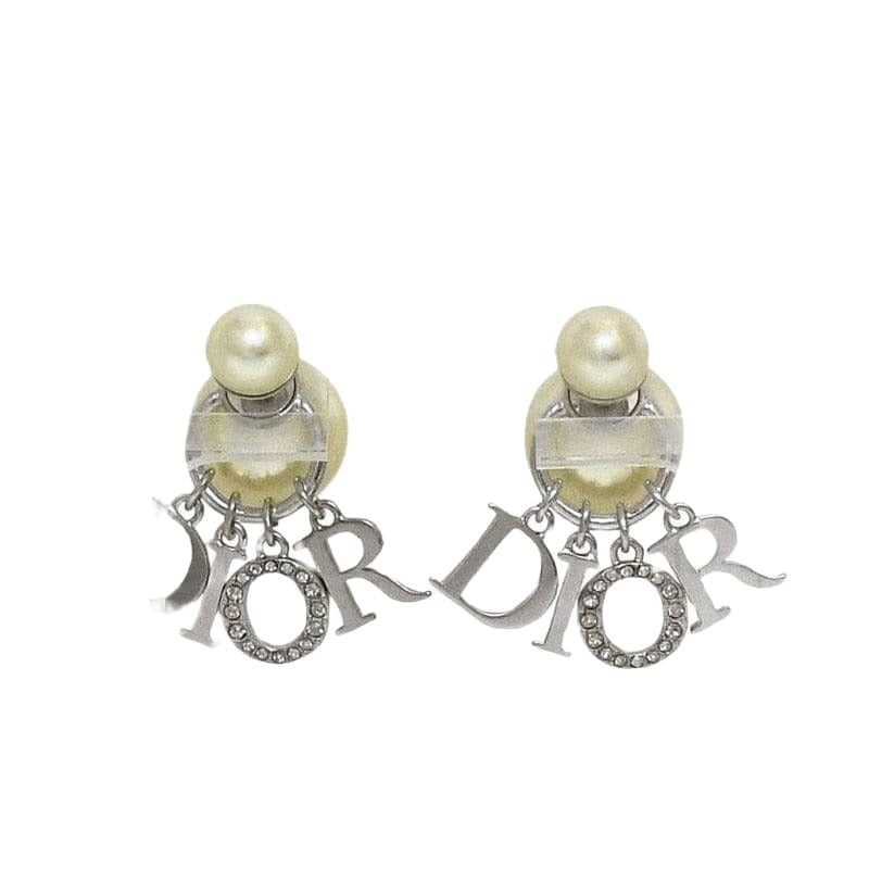 Christian Dior Earrings Logo Silver Pearl White — view 3