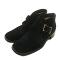 Gucci Chukka Boots Suede Short Round Toe Monk Strap 37 Black XZ