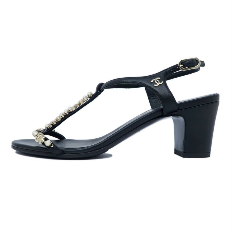 Chanel Strap Sandals Black 37 1 2 C Coco Mark