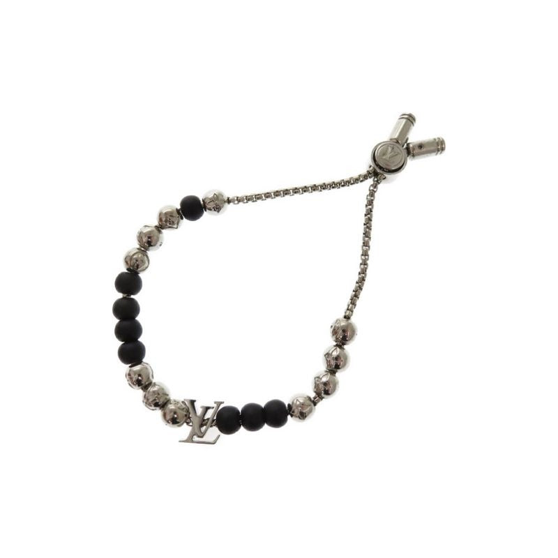 Louis Vuitton Beaded Bracelet Monogram Metal Silver
