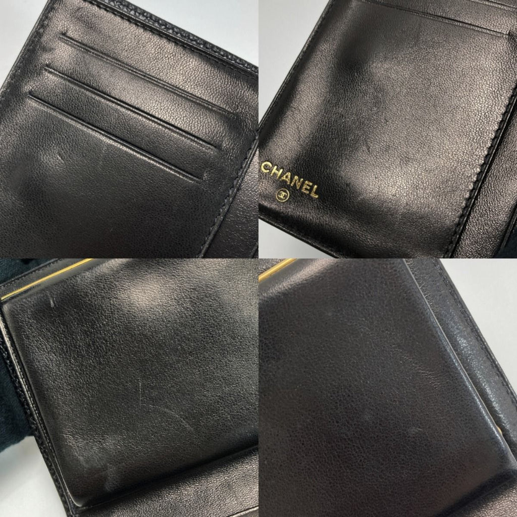 Chanel Coco Mark Clasp Bifold Wallet Black Caviar Leather — view 7