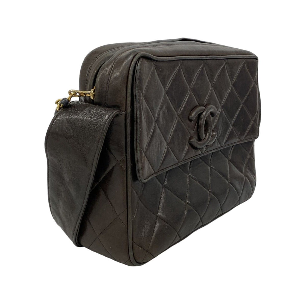 Chanel Shoulder Bag Quilted Lambskin Black Gold — view 2