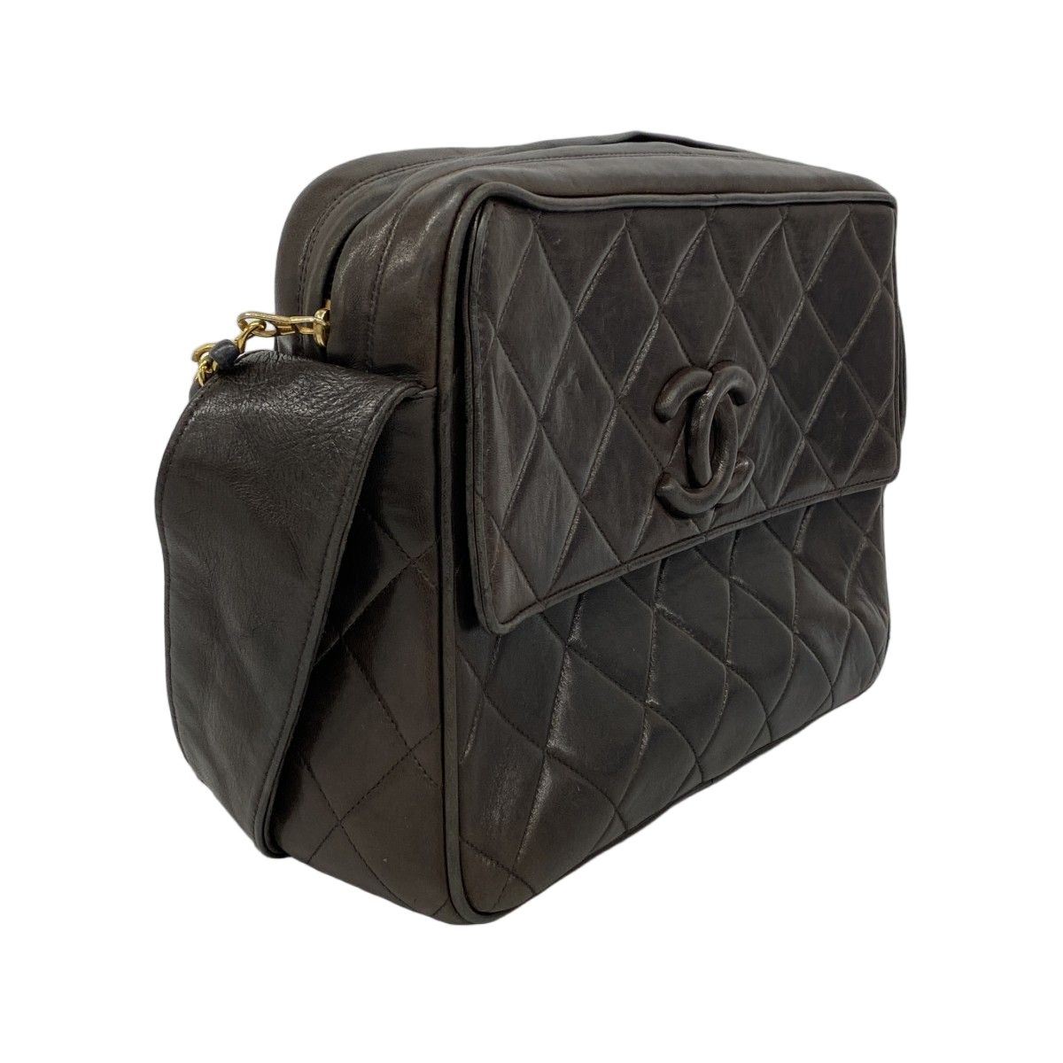 Chanel Shoulder Bag Quilted Lambskin Black Gold — view 2