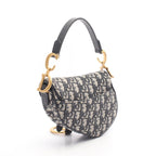 Dior Saddle Bag Mini Oblique Peacock Navy Canvas Leather Ivory — view 2