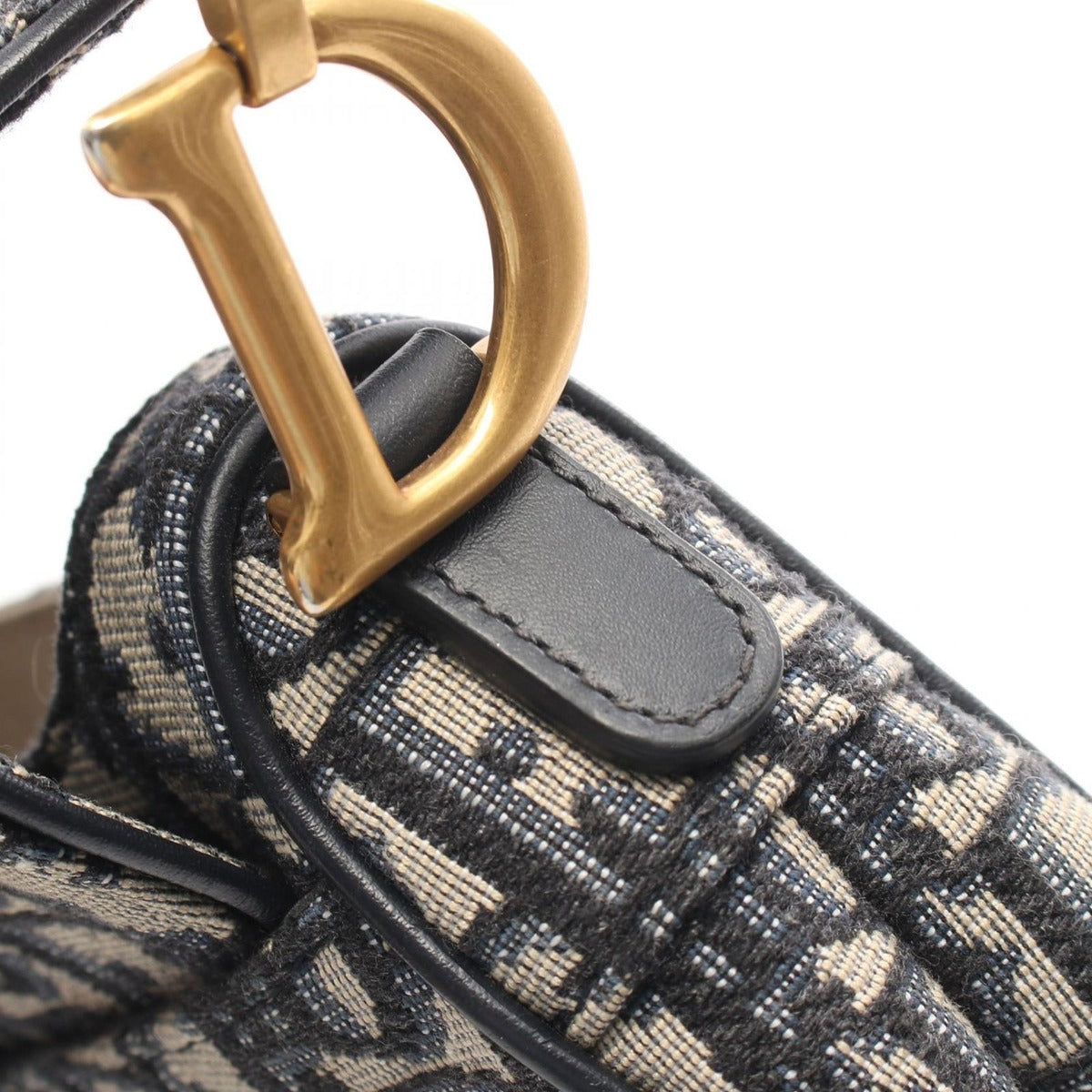 Dior Saddle Bag Mini Oblique Peacock Navy Canvas Leather Ivory — view 7